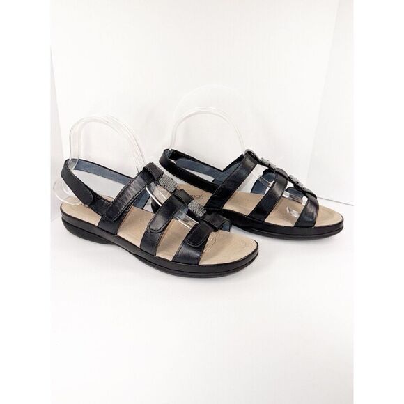 Diane Ferrari Supersoft Sandal Sitara Black Leather Comfort Flat Beaded Strap 8C - Picture 3 of 14